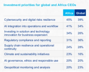 investment priorities for global and africa ceos